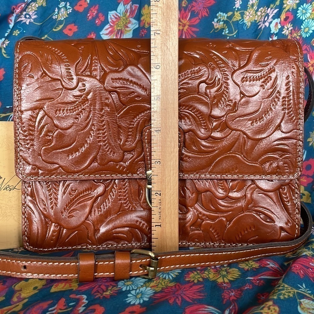 Brand New Patricia Nash Genuine Tooled Leather Lanza Crossbody Purse Florence - Picture 4 of 16